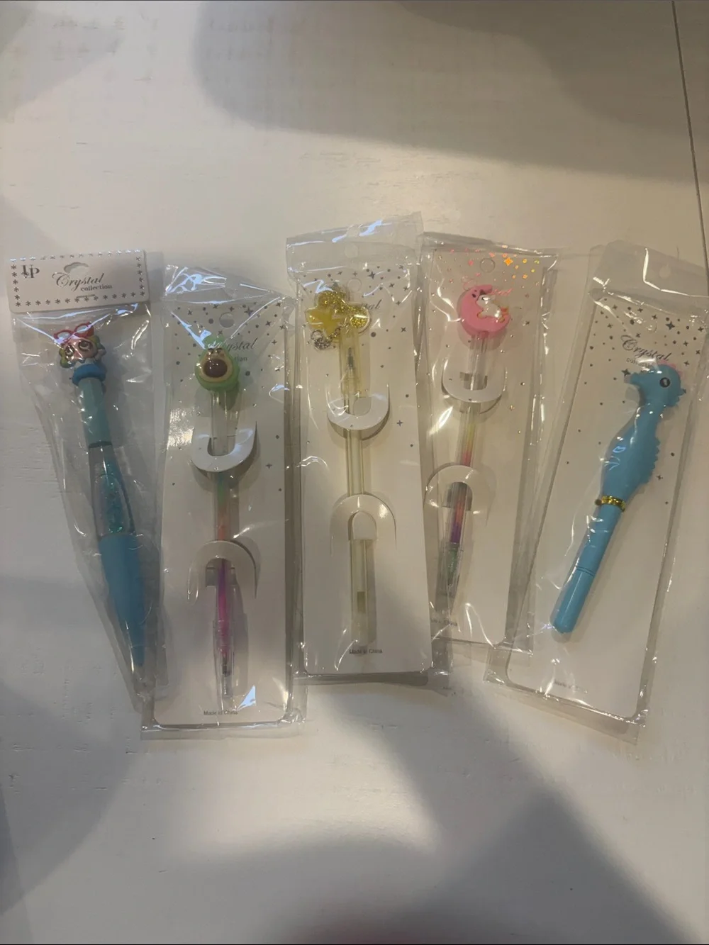 Kids' Rainbow Pom-Pom Novelty Pens with Avocado & Heart Charms 14 pcs